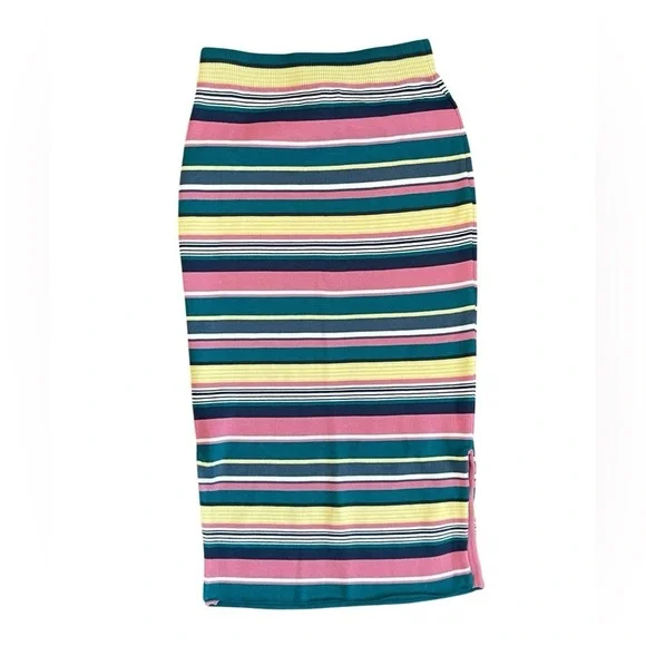 Anthropologie Maeve Lana Midi Skirt Small Multicolor Stripe Stretch Bodycon - Picture 7 of 7